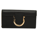 Salvatore Ferragamo Gancini Chain Shoulder Bag Leather Black Gold Auth 120981-13