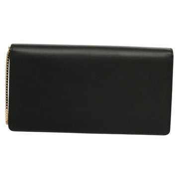 Salvatore Ferragamo Gancini Chain Shoulder Bag Leather Black Gold Auth 120981 - 0