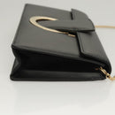 Salvatore Ferragamo Gancini Chain Shoulder Bag Leather Black Gold Auth 120981-3