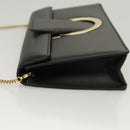 Salvatore Ferragamo Gancini Chain Shoulder Bag Leather Black Gold Auth 120981-4