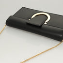 Salvatore Ferragamo Gancini Chain Shoulder Bag Leather Black Gold Auth 120981-6