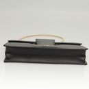 Salvatore Ferragamo Gancini Chain Shoulder Bag Leather Black Gold Auth 120981-5