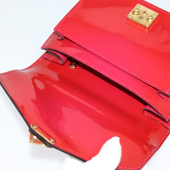 LOUIS VUITTON Vernis Monceau BB Hand Bag 2way Rose Andian M91579 LV Auth 121056