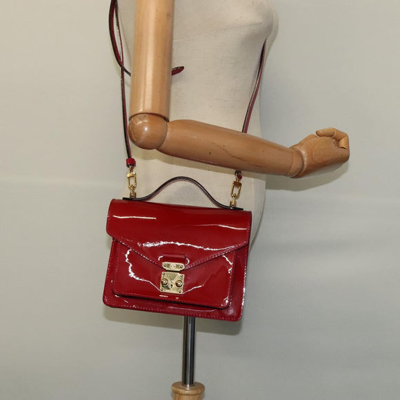 LOUIS VUITTON Vernis Monceau BB Hand Bag 2way Rose Andian M91579 LV Auth 121056