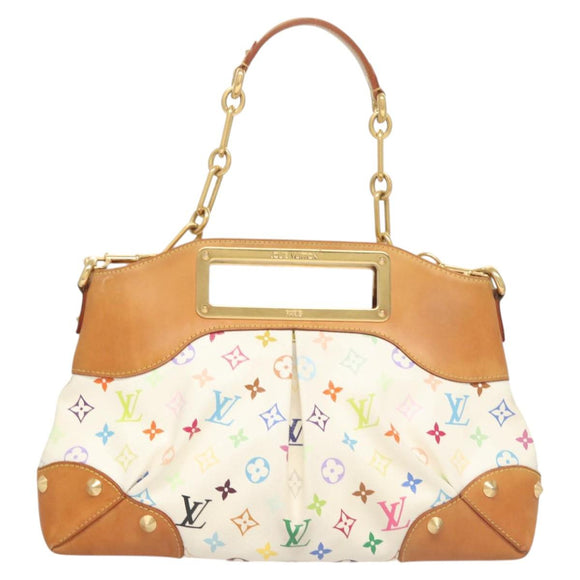 LOUIS VUITTON Monogram Multicolor Judy MM Hand Bag 2Way White M40255 Auth 121060