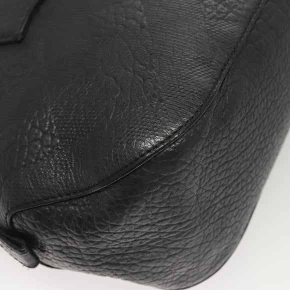 BURBERRY Hand Bag Leather Black Gold Auth 121067