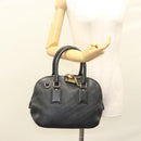 BURBERRY Hand Bag Leather Black Gold Auth 121067-23