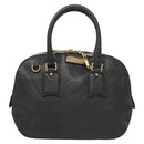BURBERRY Hand Bag Leather Black Gold Auth 121067-13