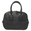 BURBERRY Hand Bag Leather Black Gold Auth 121067-2