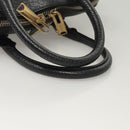 BURBERRY Hand Bag Leather Black Gold Auth 121067-7
