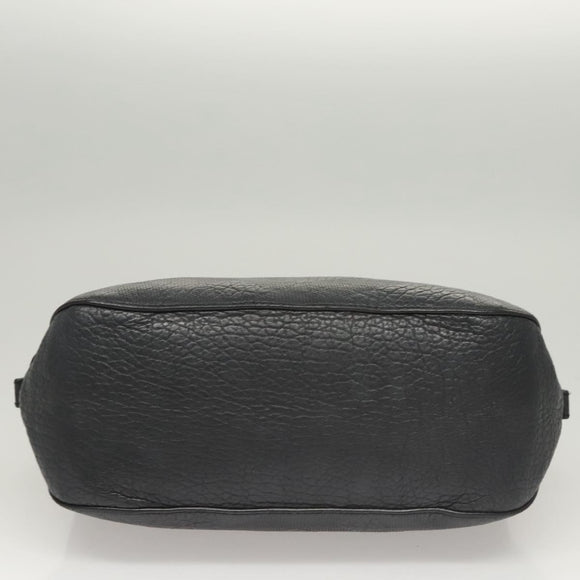 BURBERRY Hand Bag Leather Black Gold Auth 121067