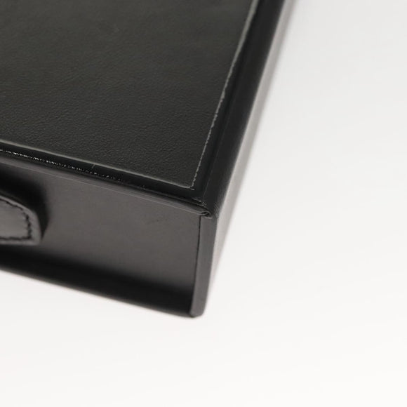 FENDI Box Shoulder Bag Leather Black Silver Auth 121070