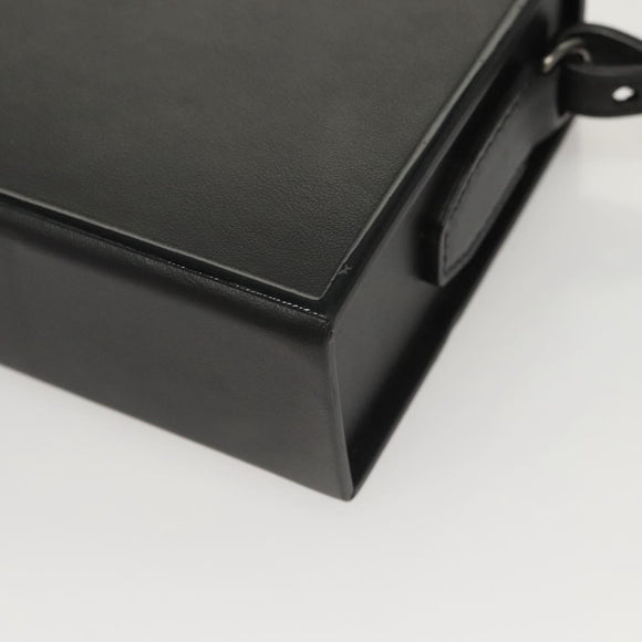 FENDI Box Shoulder Bag Leather Black Silver Auth 121070