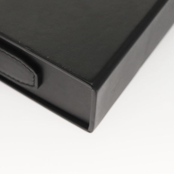 FENDI Box Shoulder Bag Leather Black Silver Auth 121070