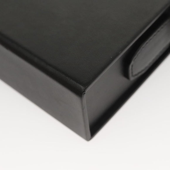 FENDI Box Shoulder Bag Leather Black Silver Auth 121070