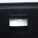 FENDI Box Shoulder Bag Leather Black Silver Auth 121070-15