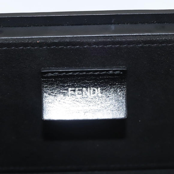 FENDI Box Shoulder Bag Leather Black Silver Auth 121070