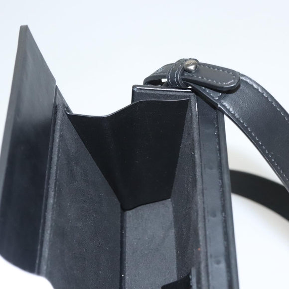 FENDI Box Shoulder Bag Leather Black Silver Auth 121070