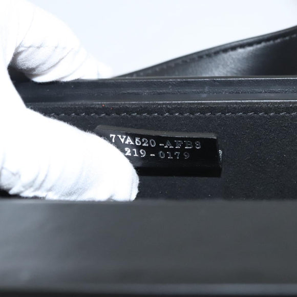 FENDI Box Shoulder Bag Leather Black Silver Auth 121070