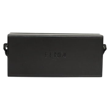 FENDI Box Shoulder Bag Leather Black Silver Auth 121070 - 0