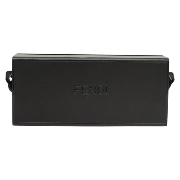 FENDI Box Shoulder Bag Leather Black Silver Auth 121070