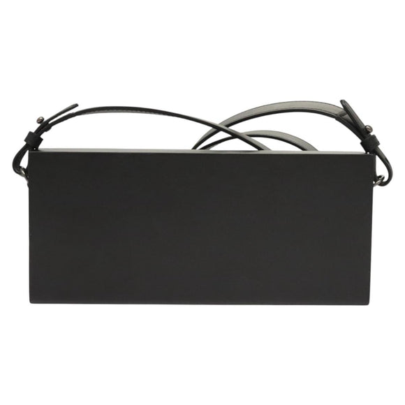 FENDI Box Shoulder Bag Leather Black Silver Auth 121070