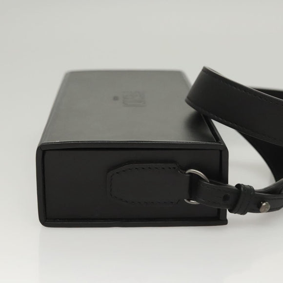 FENDI Box Shoulder Bag Leather Black Silver Auth 121070