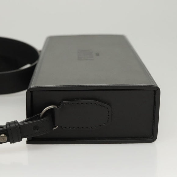 FENDI Box Shoulder Bag Leather Black Silver Auth 121070