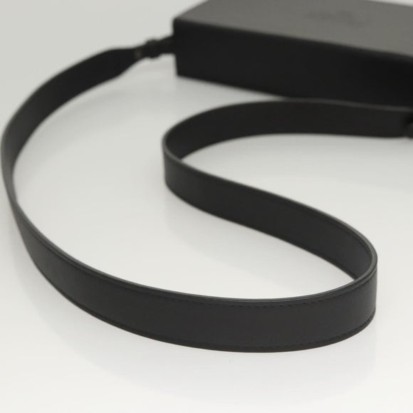 FENDI Box Shoulder Bag Leather Black Silver Auth 121070