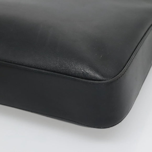 BURBERRY Hand Bag Leather Black Silver Auth 121079
