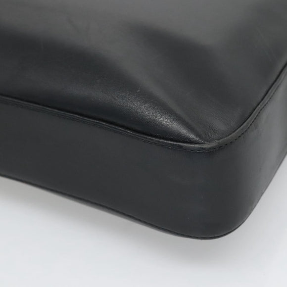 BURBERRY Hand Bag Leather Black Silver Auth 121079