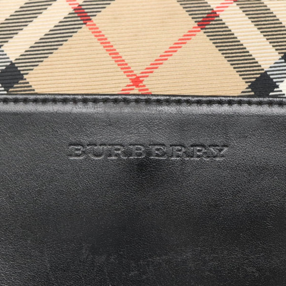 BURBERRY Hand Bag Leather Black Silver Auth 121079