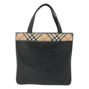 BURBERRY Hand Bag Leather Black Silver Auth 121079-13