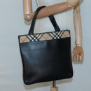 BURBERRY Hand Bag Leather Black Silver Auth 121079-22