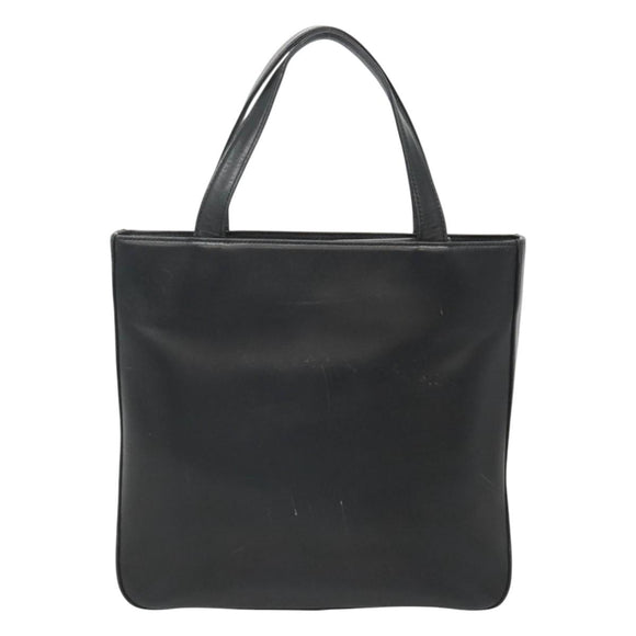 BURBERRY Hand Bag Leather Black Silver Auth 121079