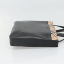 BURBERRY Hand Bag Leather Black Silver Auth 121079-4
