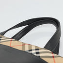BURBERRY Hand Bag Leather Black Silver Auth 121079-8