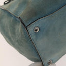 PRADA Hand Bag Suede 2way Blue Silver Auth 121083-15