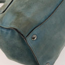 PRADA Hand Bag Suede 2way Blue Silver Auth 121083-9