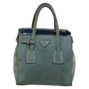PRADA Hand Bag Suede 2way Blue Silver Auth 121083-13