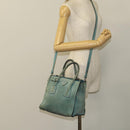 PRADA Hand Bag Suede 2way Blue Silver Auth 121083-22