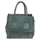 PRADA Hand Bag Suede 2way Blue Silver Auth 121083-2