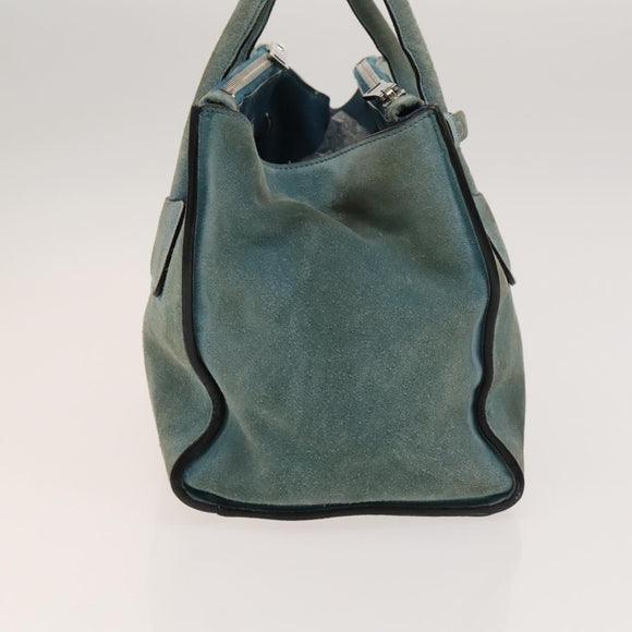 PRADA Hand Bag Suede 2way Blue Silver Auth 121083
