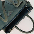 PRADA Hand Bag Suede 2way Blue Silver Auth 121083-6