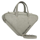 BALENCIAGA Triangle Duffle XS Hand Bag Leather 2way Silver 531048 Auth 121086-1