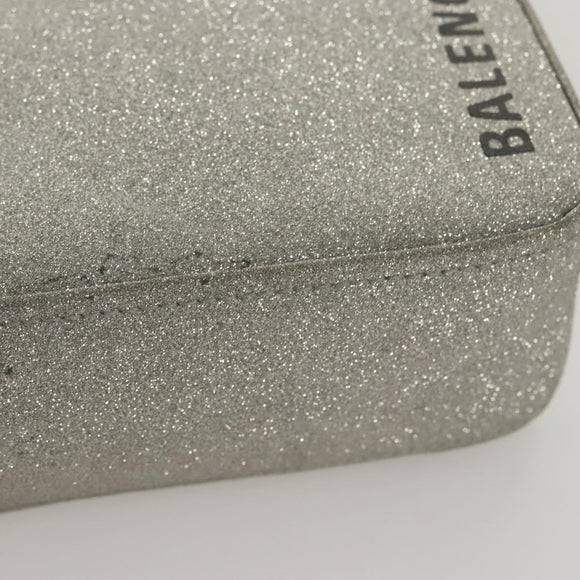 BALENCIAGA Triangle Duffle XS Hand Bag Leather 2way Silver 531048 Auth 121086