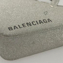 BALENCIAGA Triangle Duffle XS Hand Bag Leather 2way Silver 531048 Auth 121086-15