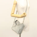 BALENCIAGA Triangle Duffle XS Hand Bag Leather 2way Silver 531048 Auth 121086-25