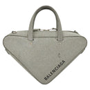 BALENCIAGA Triangle Duffle XS Hand Bag Leather 2way Silver 531048 Auth 121086-13