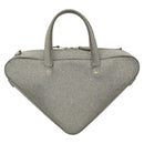 BALENCIAGA Triangle Duffle XS Hand Bag Leather 2way Silver 531048 Auth 121086-2